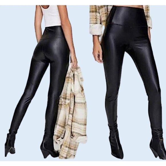 Wilfred Aritzia Free Black Daria High Waisted Vegan Leather pants Women's XS - Picture 1 of 11